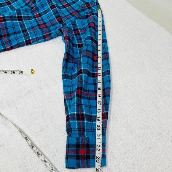Vintage 90s Plaid Flannel Shirt Mens Small Womens Medium Plaid Flannel Blue Red - Picture 15 of 16